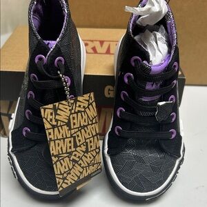 Marvel Kids Black Sneakers with Purple Highlights. Size 9 toddler